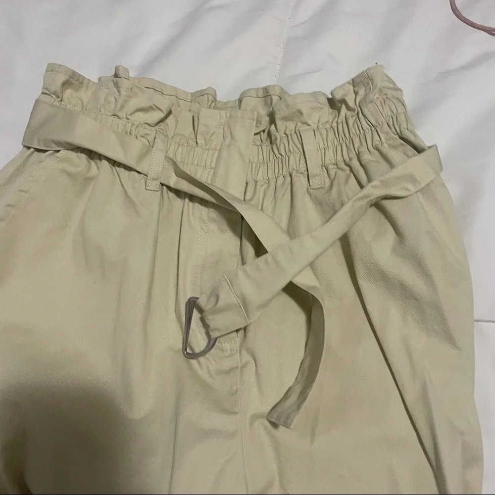 NWT BP Ivory Dove Paper Bag Belted Elastic Waist Pants - Picture 7 of 12